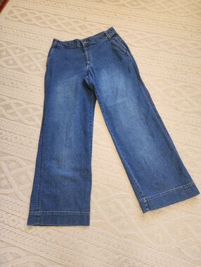 10P Wide Leg Blue Denim Jeans - Women's